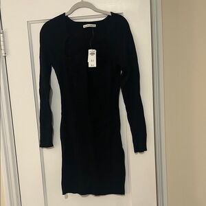 Abercrombie Ribbed Long Sleeve Black Sweater Dress
